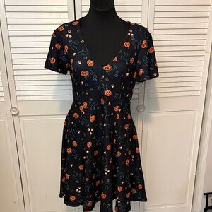 Unique Vintage Halloween Black and Orange Mini Dress